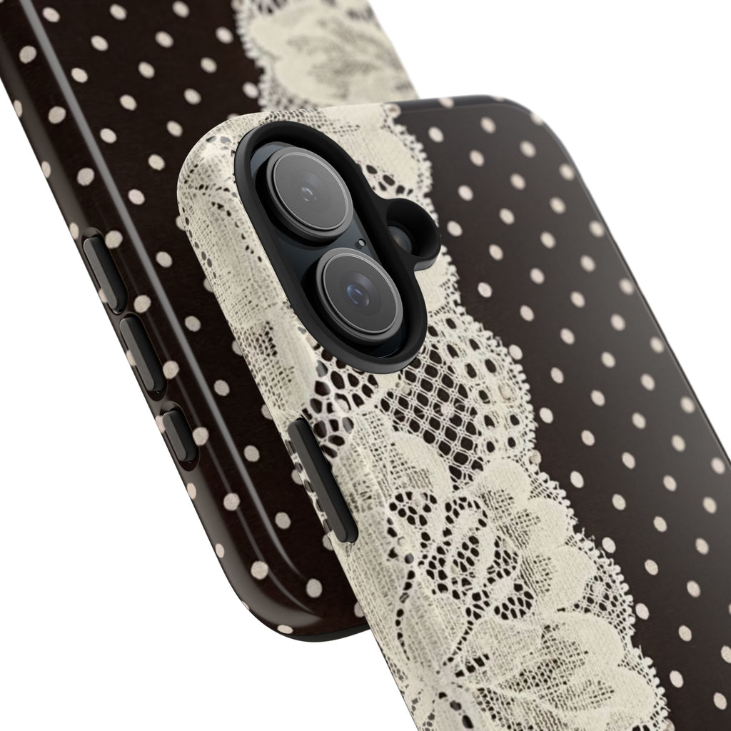 Brown Polka Dot Lace iPhone Case
