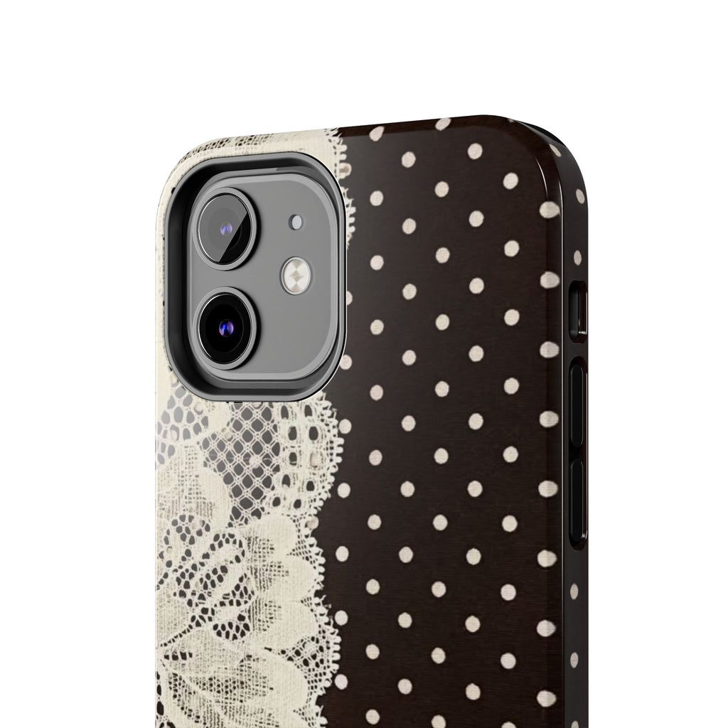 Brown Polka Dot Lace iPhone Case