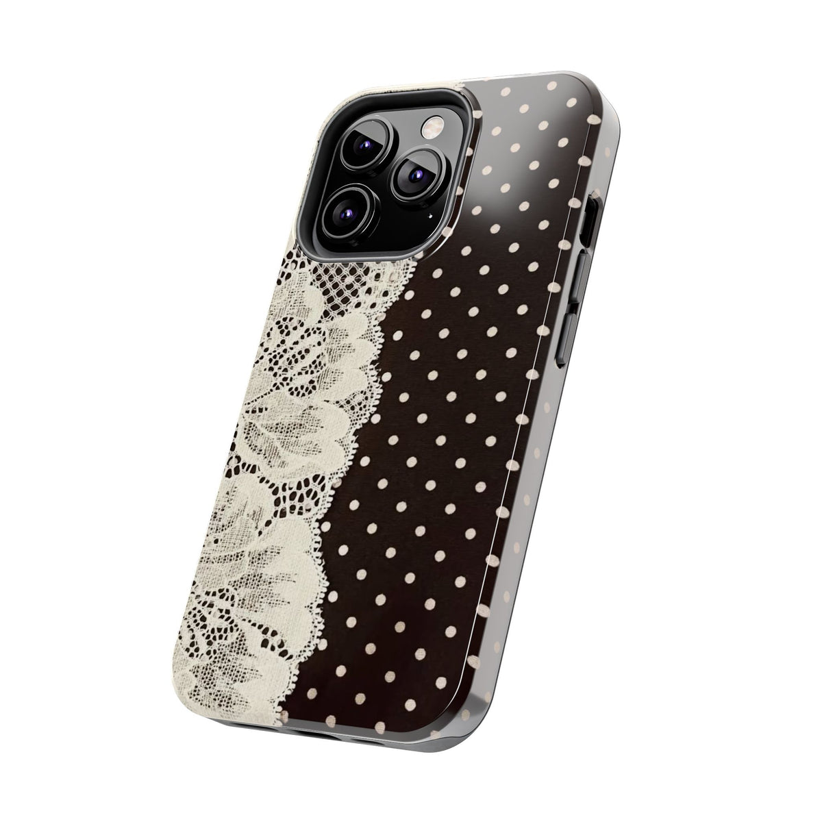 Brown Polka Dot Lace iPhone Case