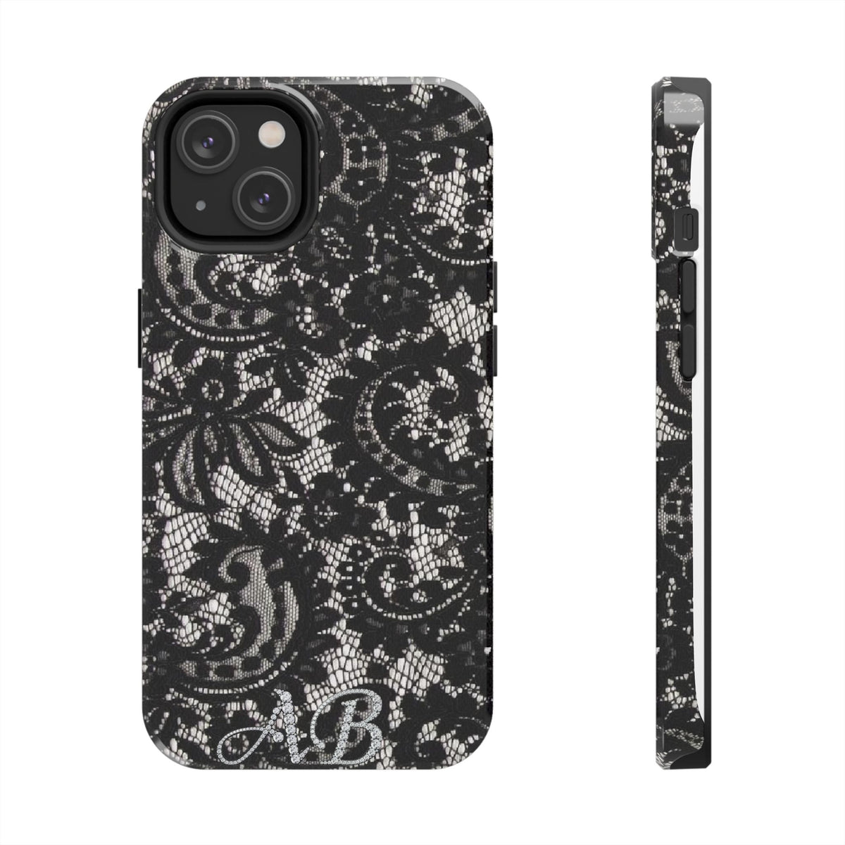 Hand-Bedazzled Initials Lace iPhone Case
