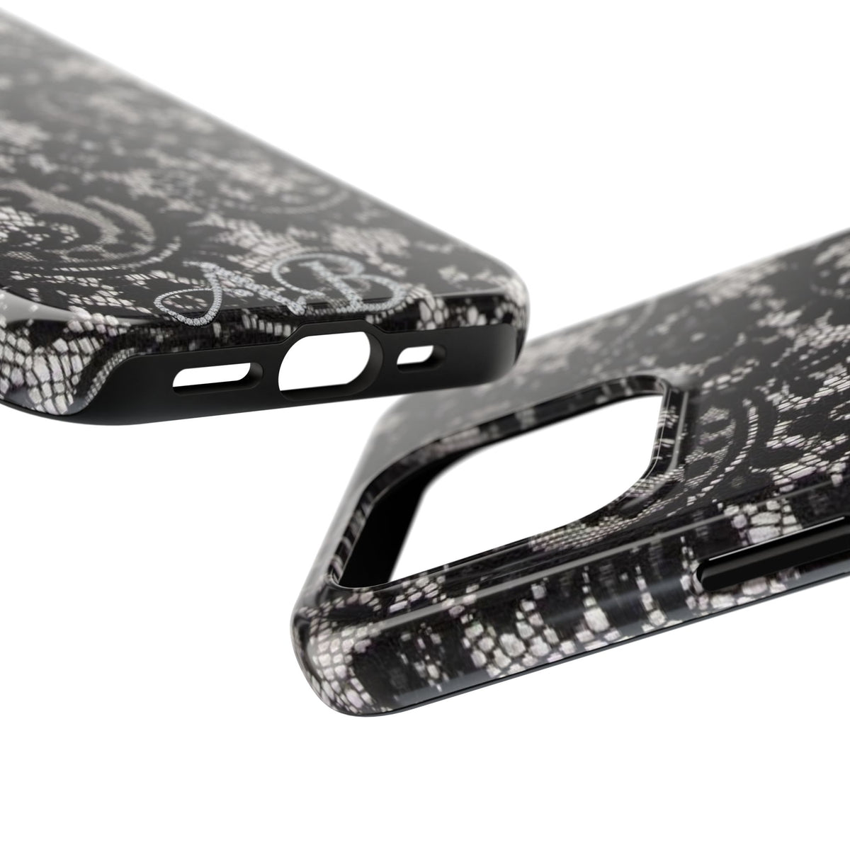 Hand-Bedazzled Initials Lace iPhone Case