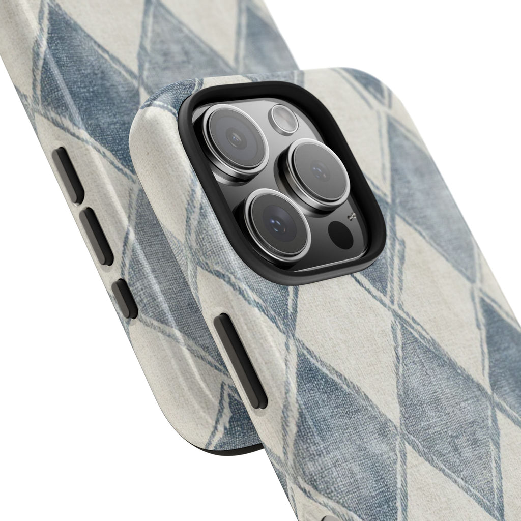 Blue and White Jean Diamond iPhone Case