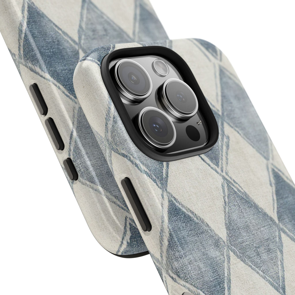 Blue and White Jean Diamond iPhone Case