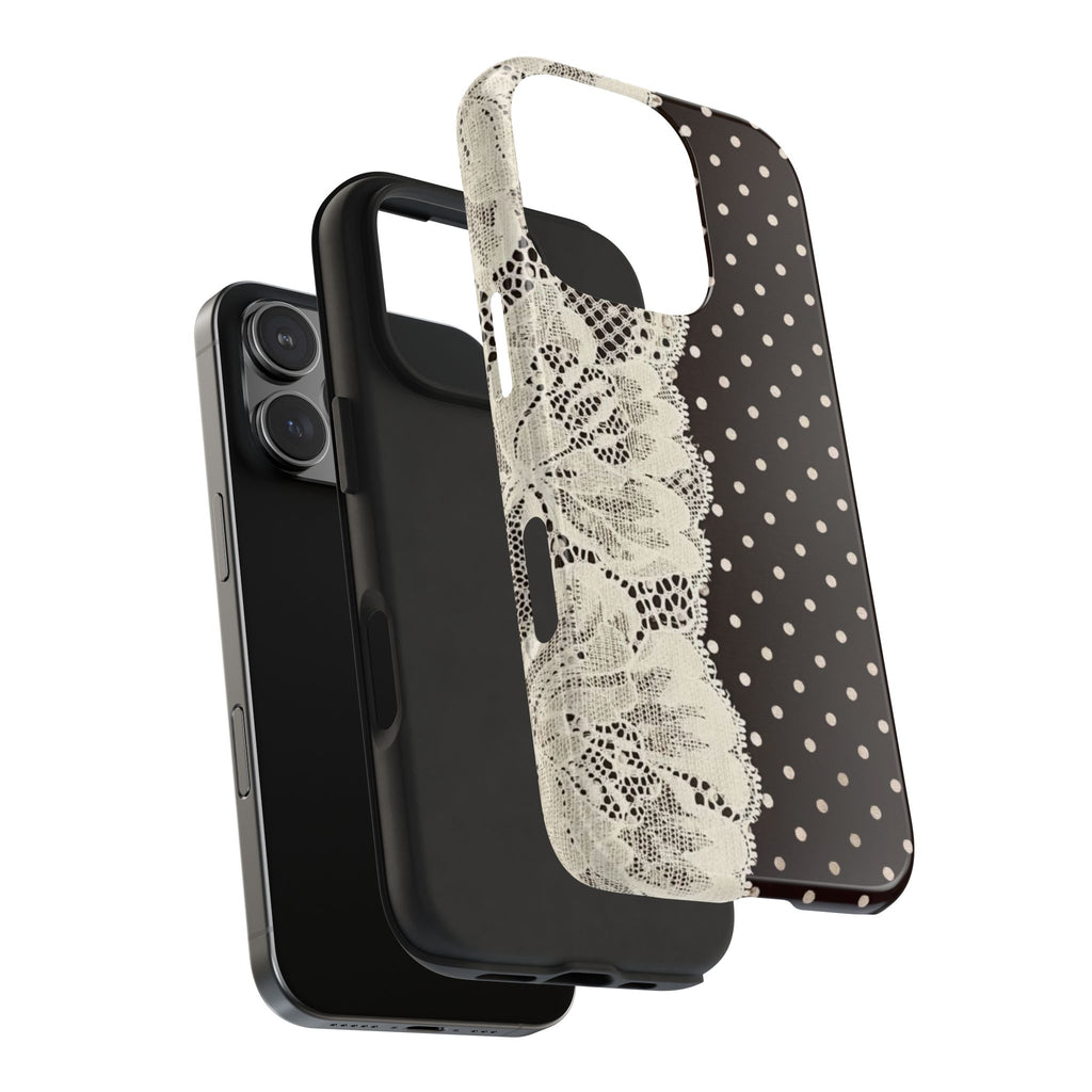 Brown Polka Dot Lace iPhone Case