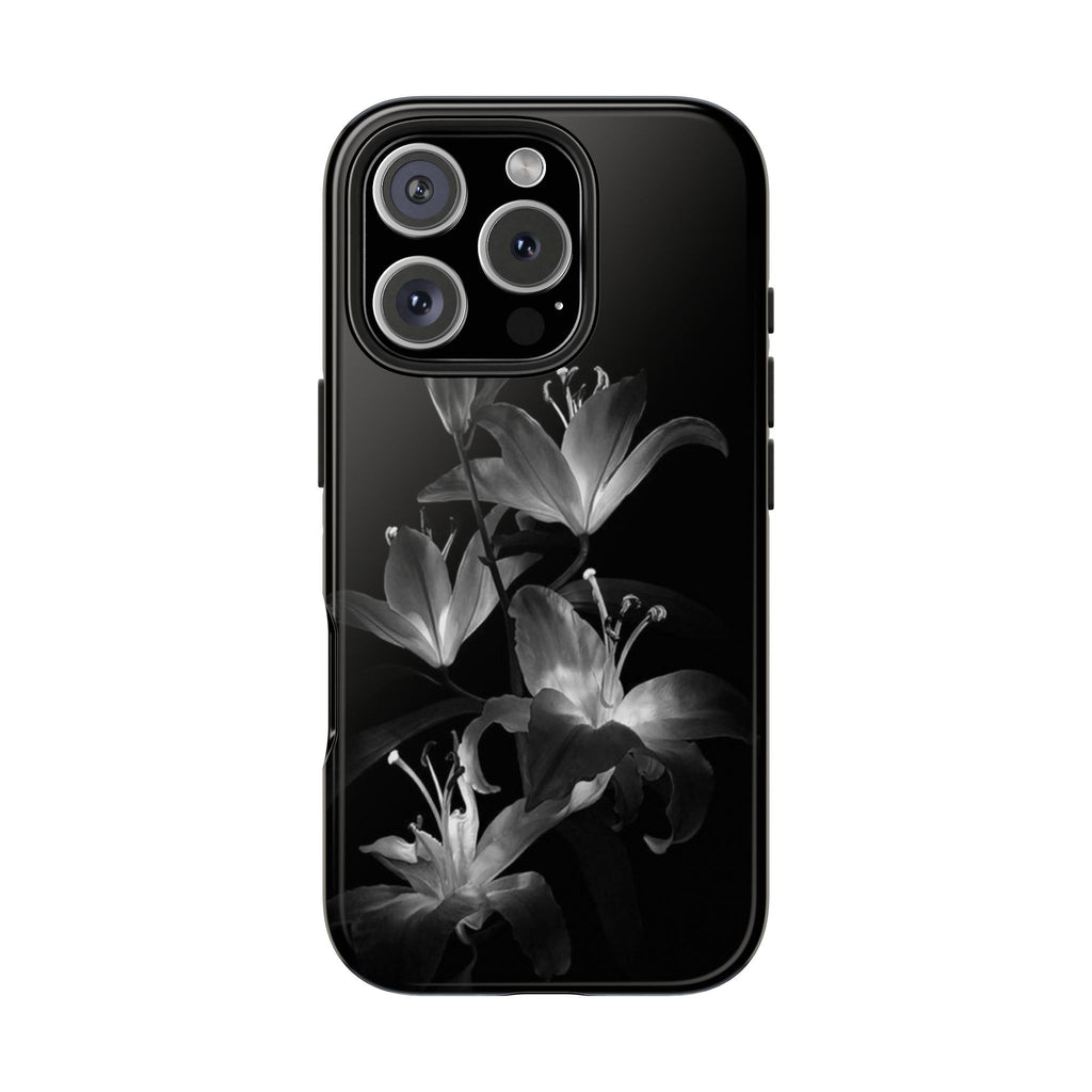 Black and White lilies iPhone Case