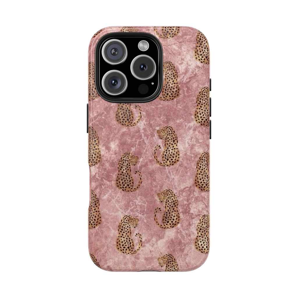 Pink Marble Leopard iPhone Case