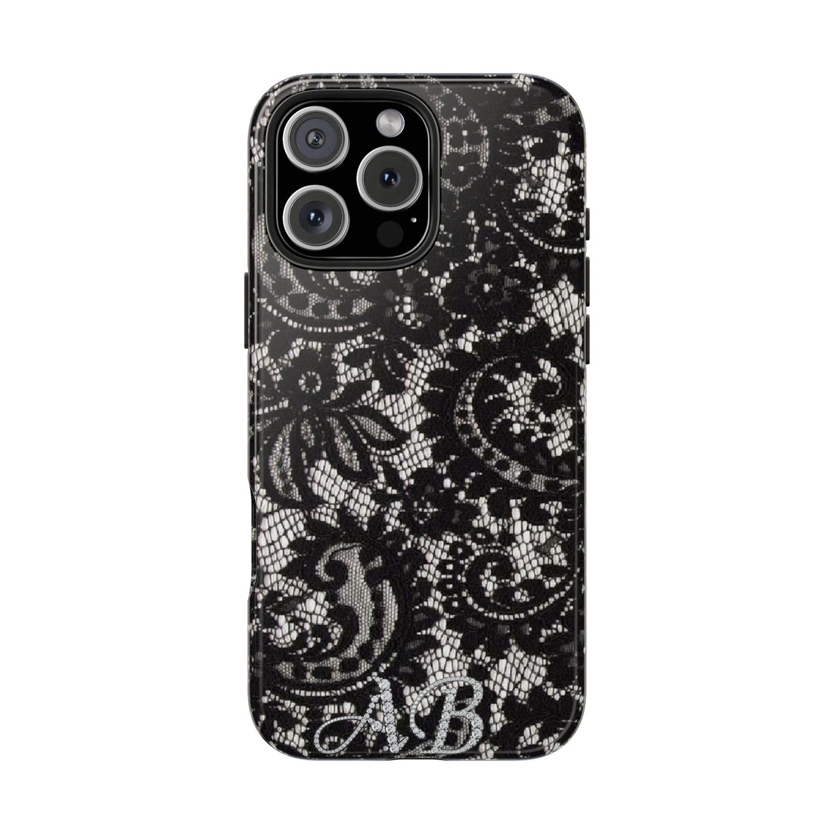 Hand-Bedazzled Initials Lace iPhone Case
