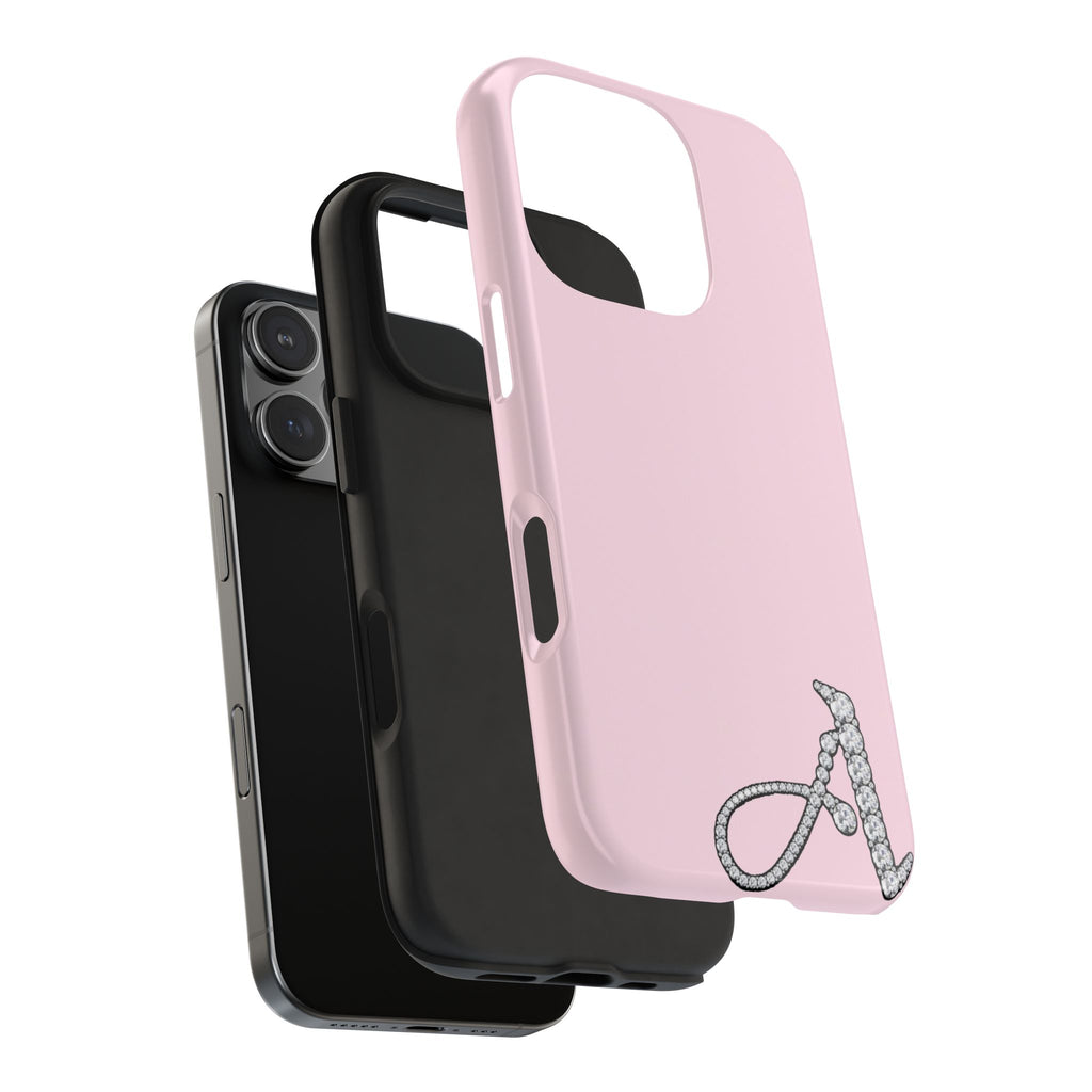 Hand-Bedazzled Initial in Pink iPhone Case