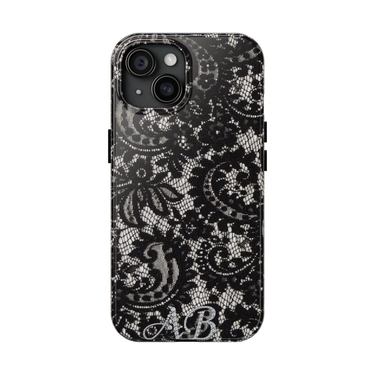 Hand-Bedazzled Initials Lace iPhone Case