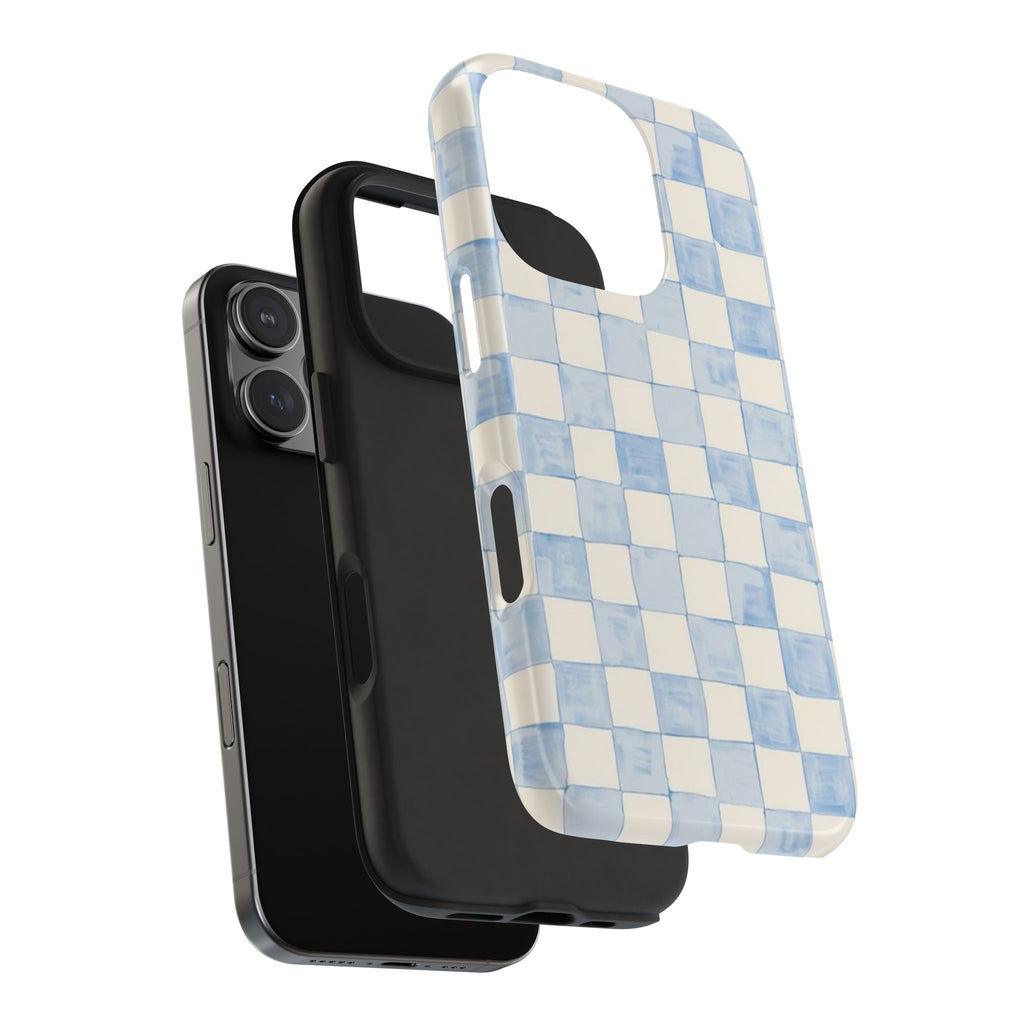 Blue and White Checkered iPhone Case