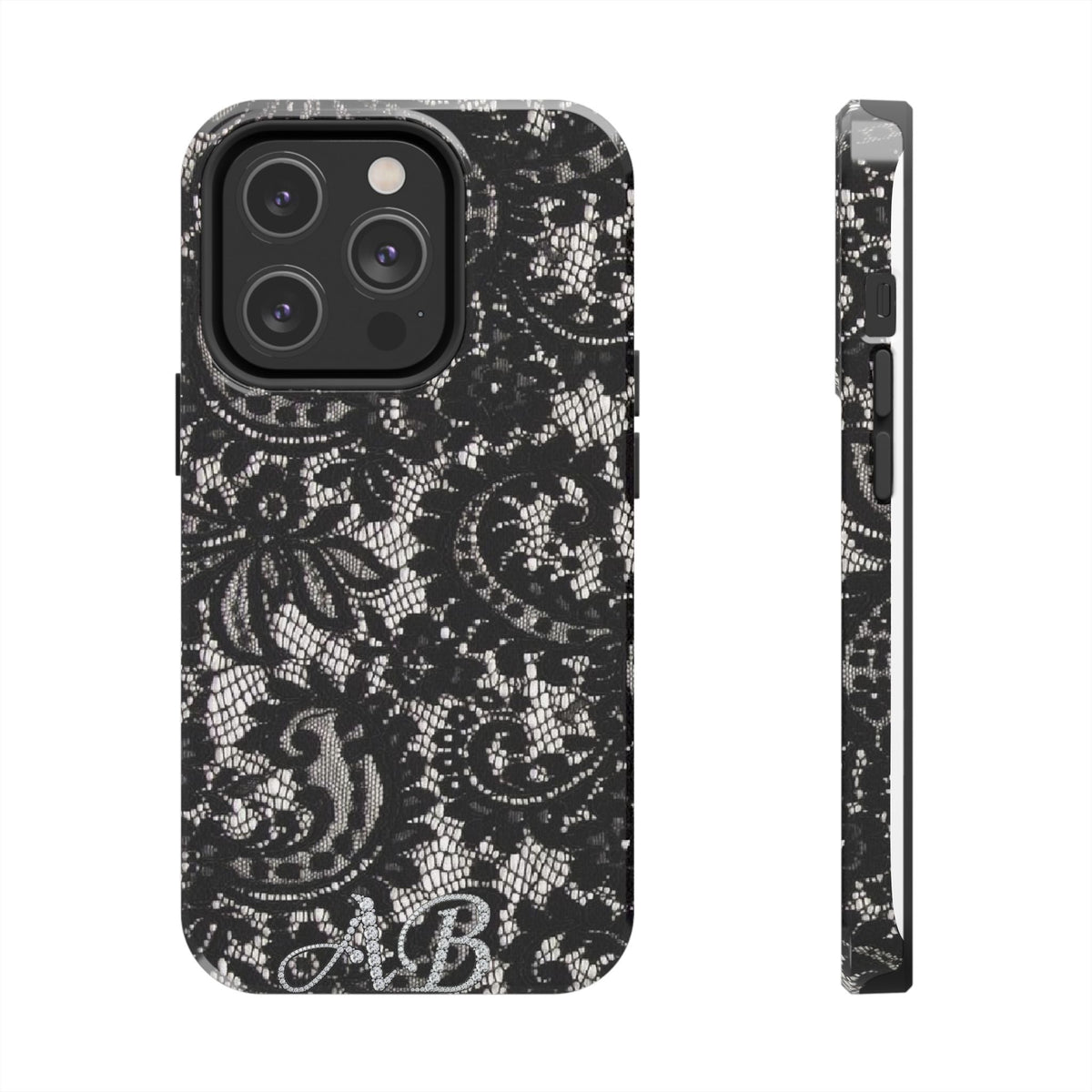 Hand-Bedazzled Initials Lace iPhone Case