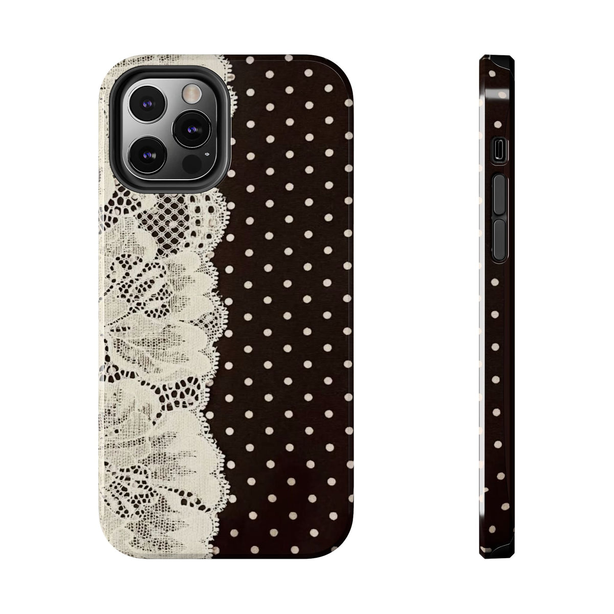Brown Polka Dot Lace iPhone Case