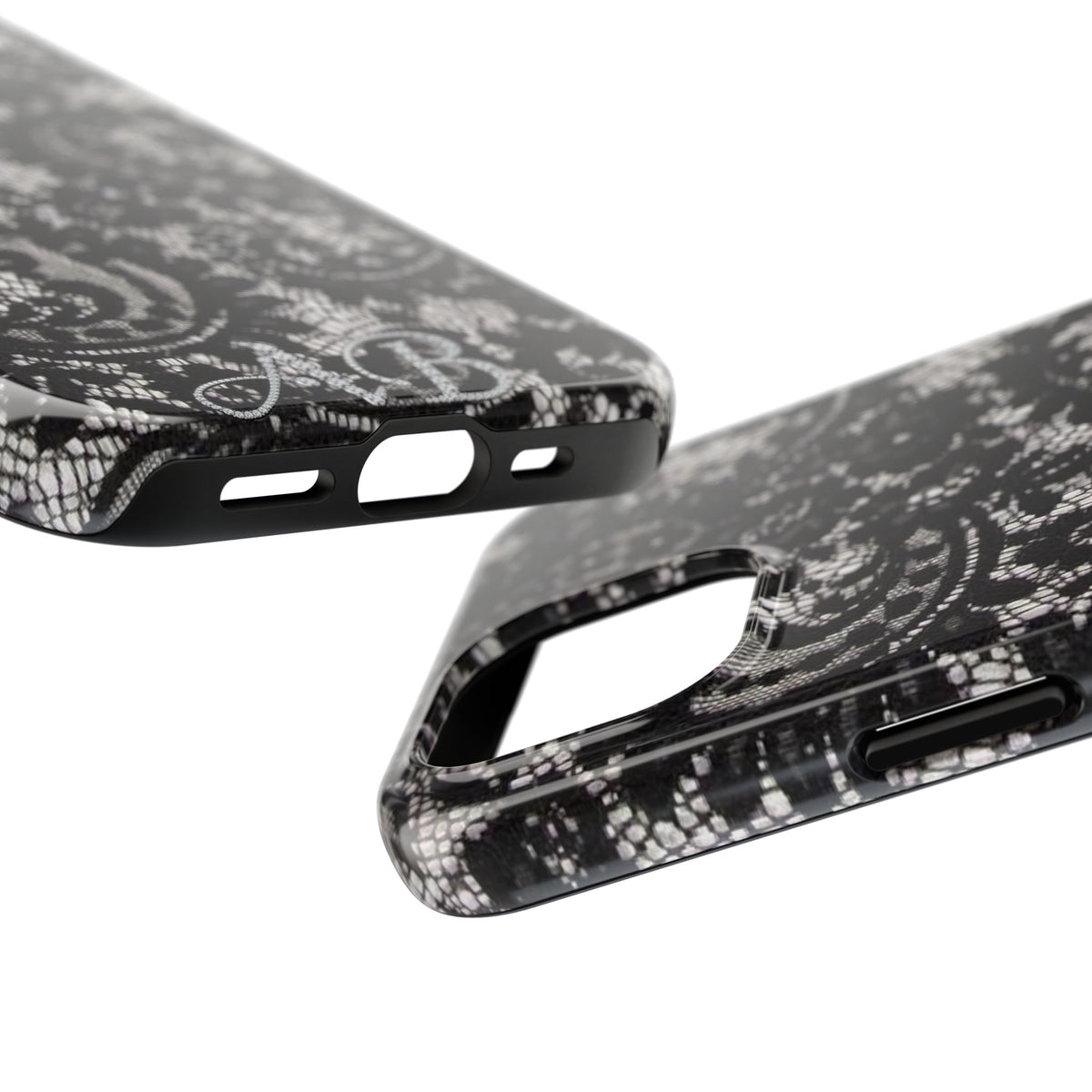 Hand-Bedazzled Initials Lace iPhone Case