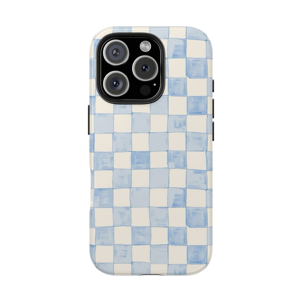 Blue and White Checkered iPhone Case