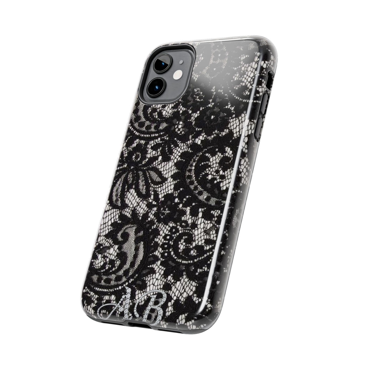 Hand-Bedazzled Initials Lace iPhone Case
