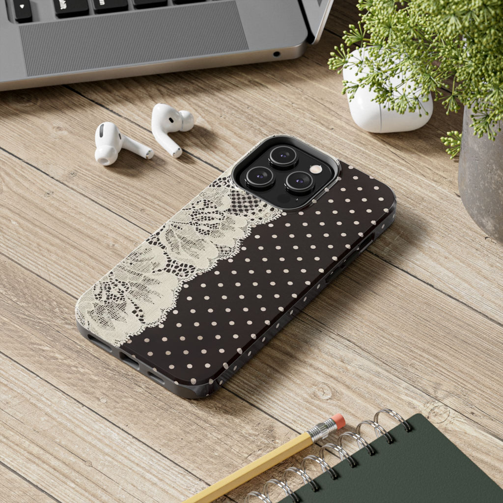 Brown Polka Dot Lace iPhone Case