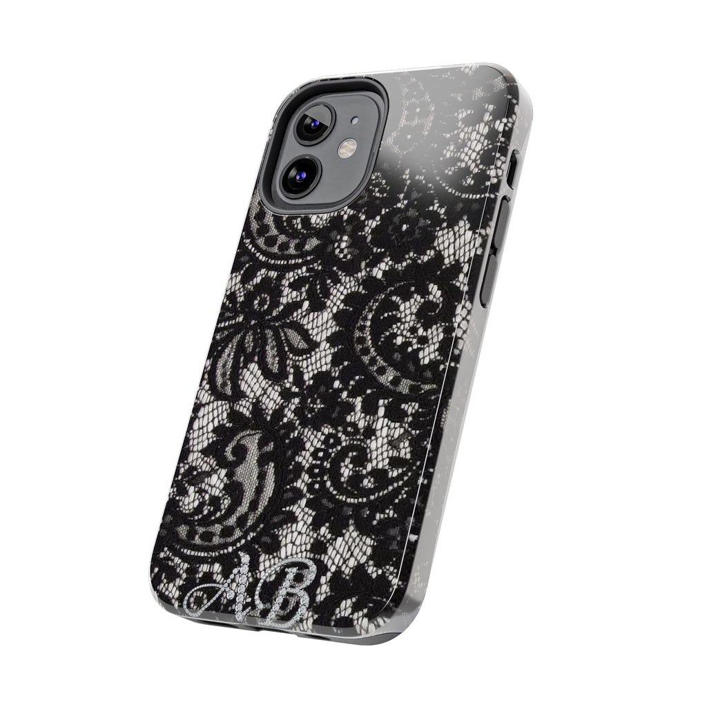 Hand-Bedazzled Initials Lace iPhone Case