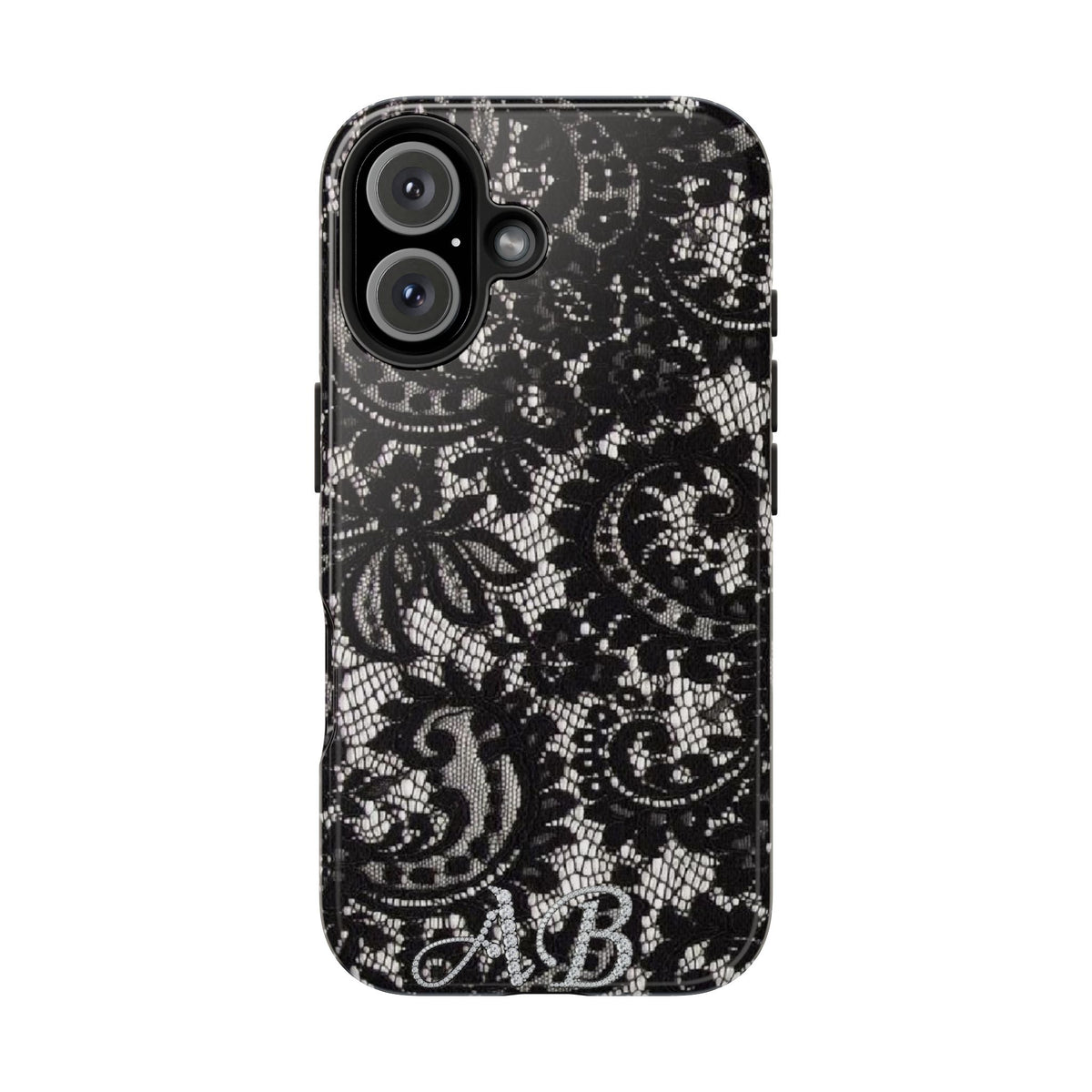 Hand-Bedazzled Initials Lace iPhone Case