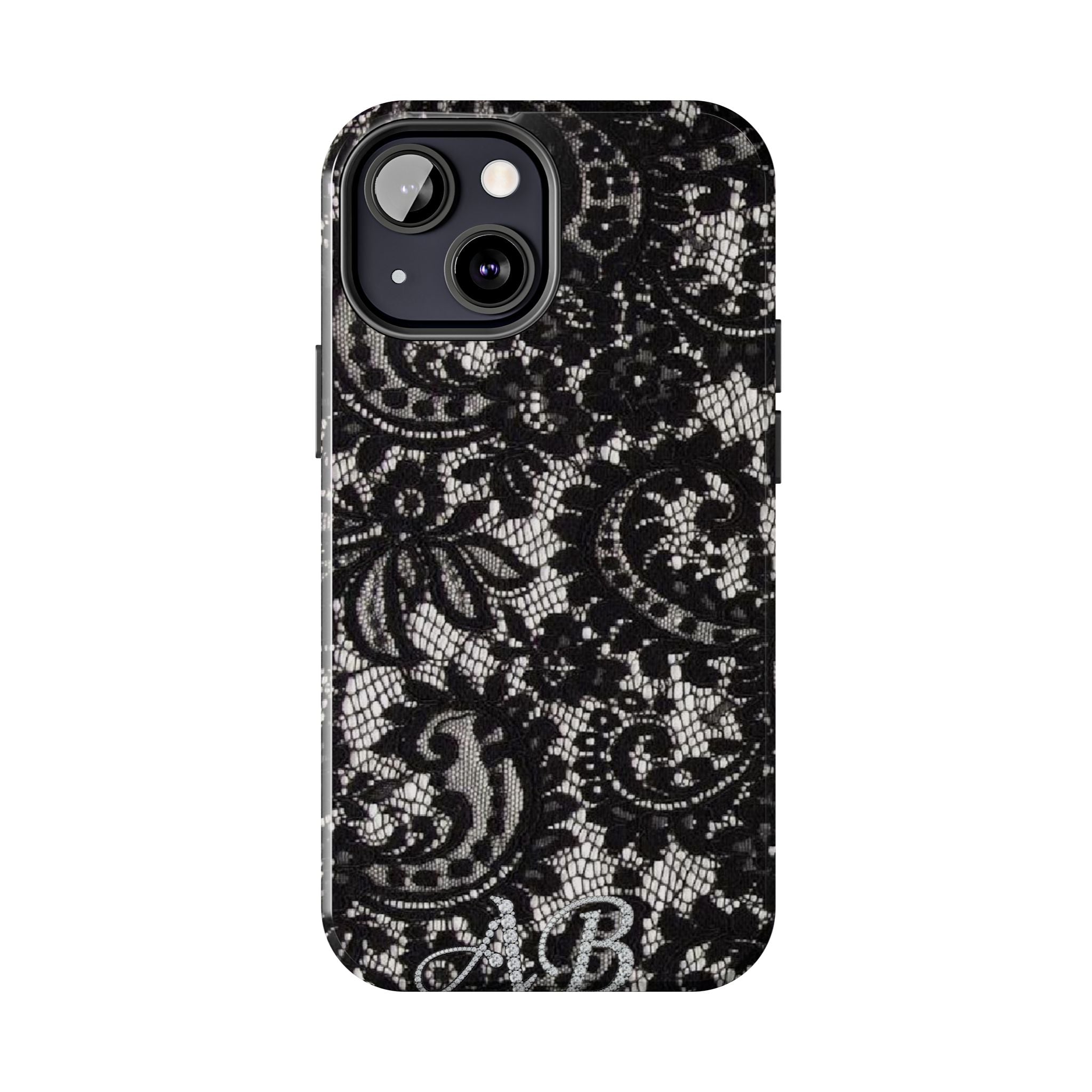 Hand-Bedazzled Initials Lace iPhone Case