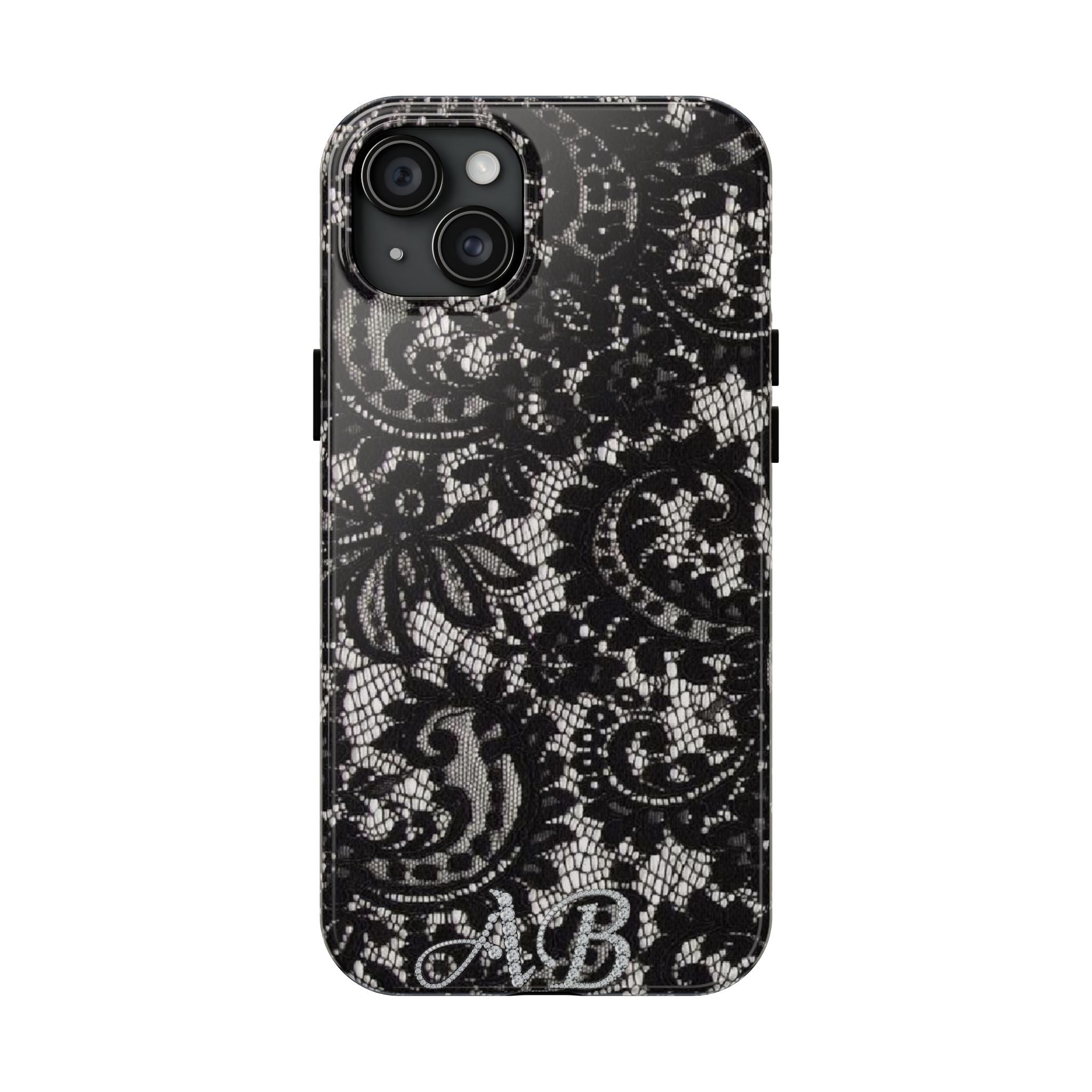 Hand-Bedazzled Initials Lace iPhone Case