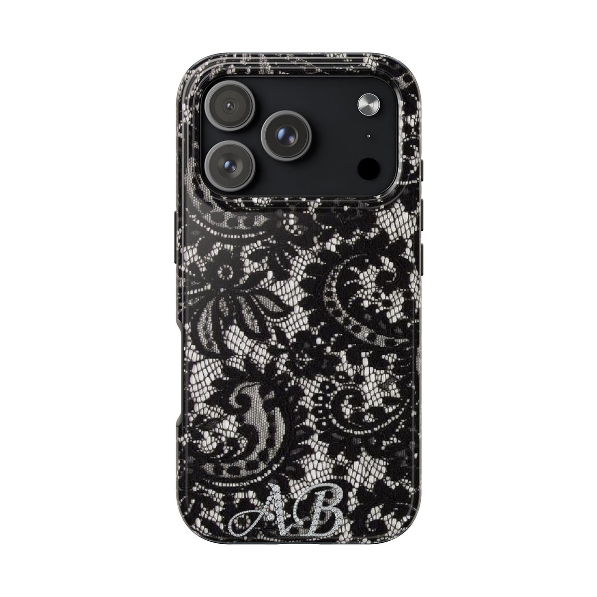 Hand-Bedazzled Initials Lace iPhone Case