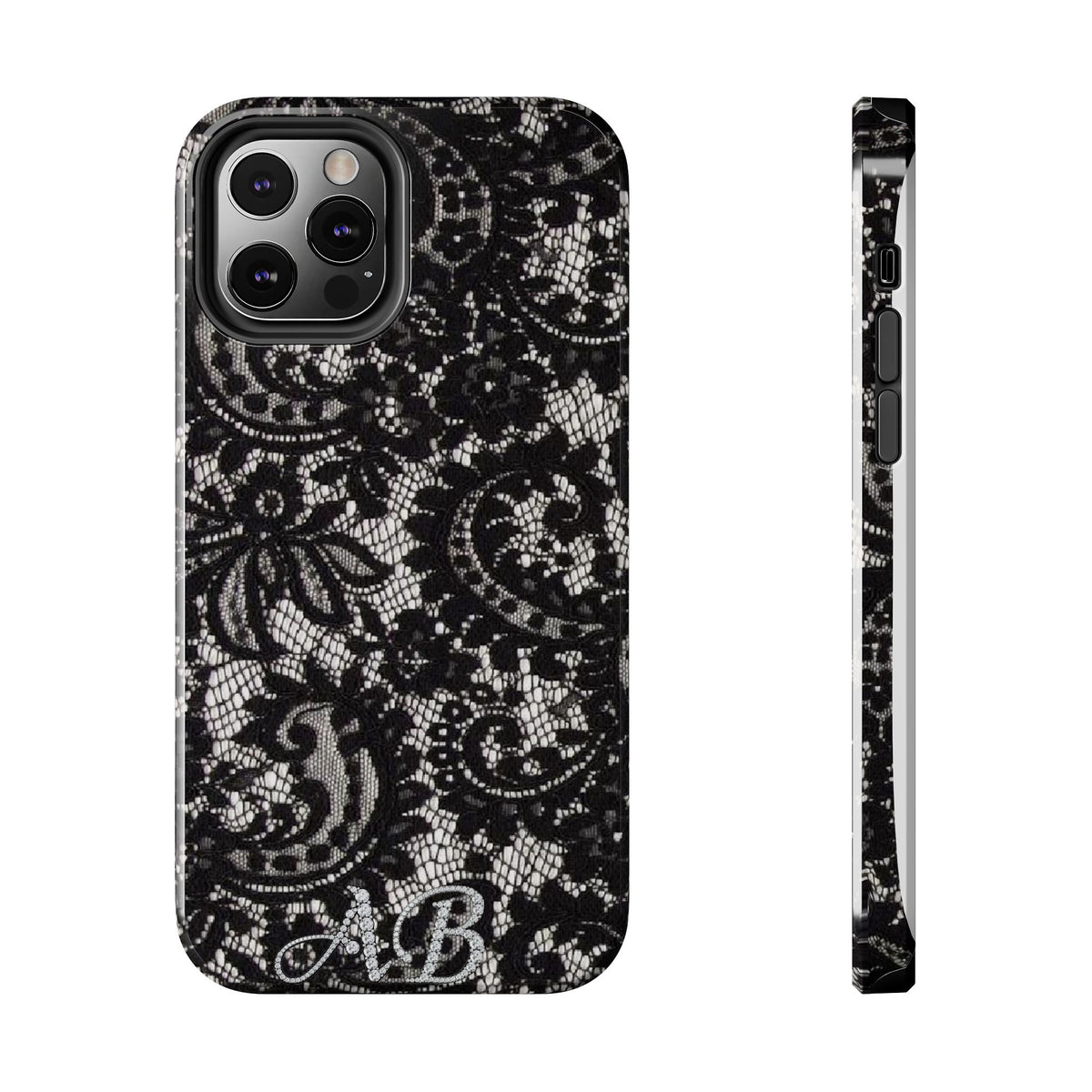 Hand-Bedazzled Initials Lace iPhone Case