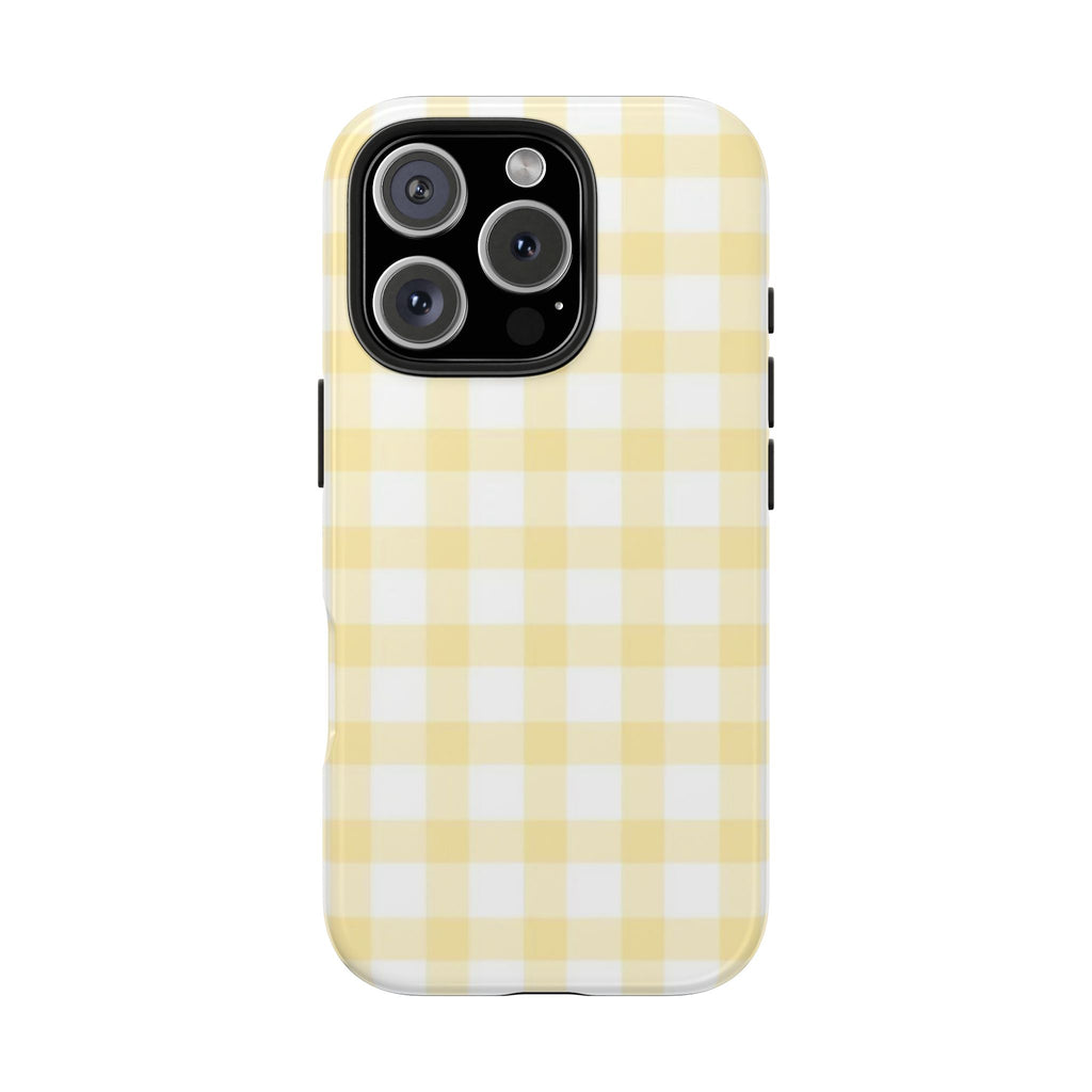 Yellow and White Gingham iPhone Case