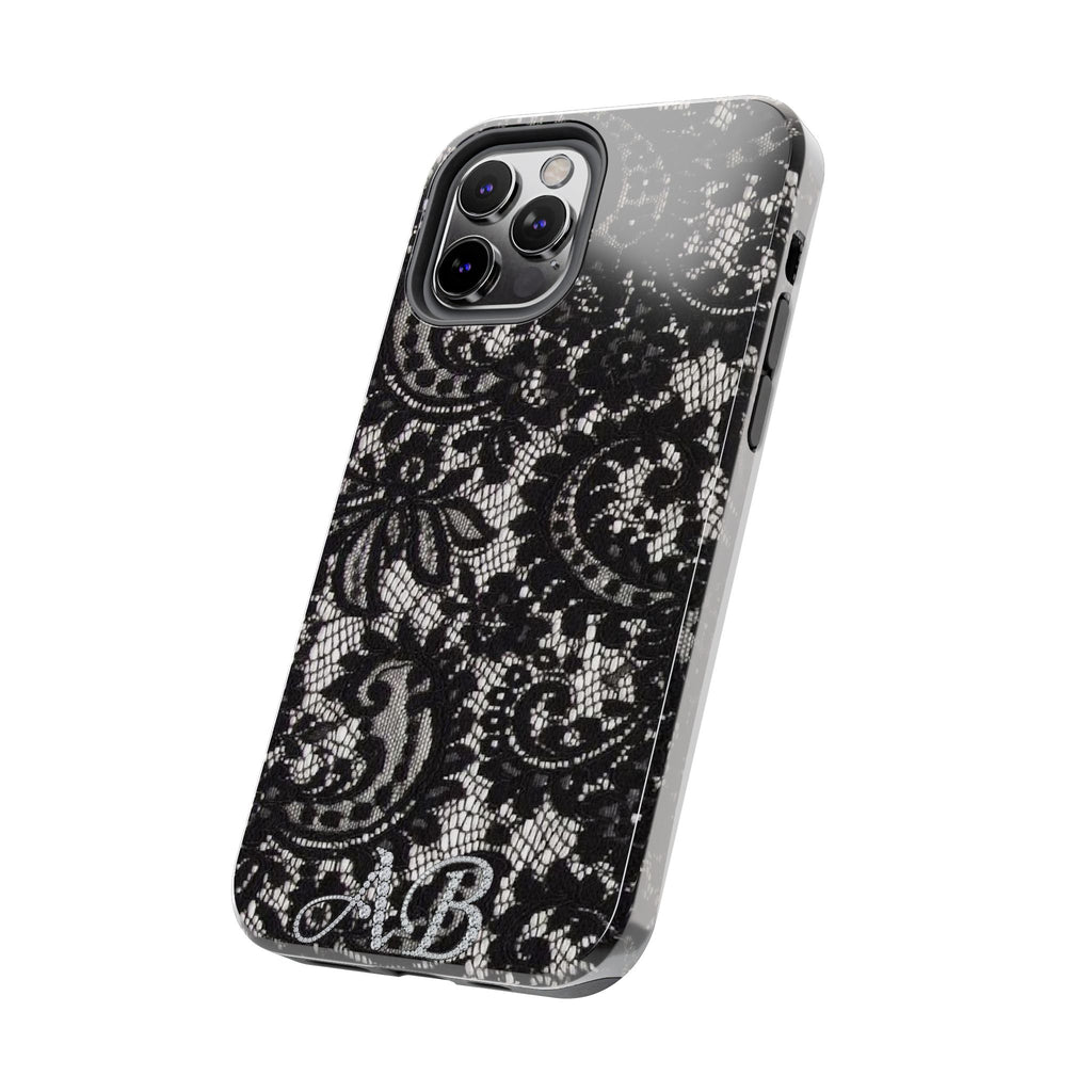 Hand-Bedazzled Initials Lace iPhone Case