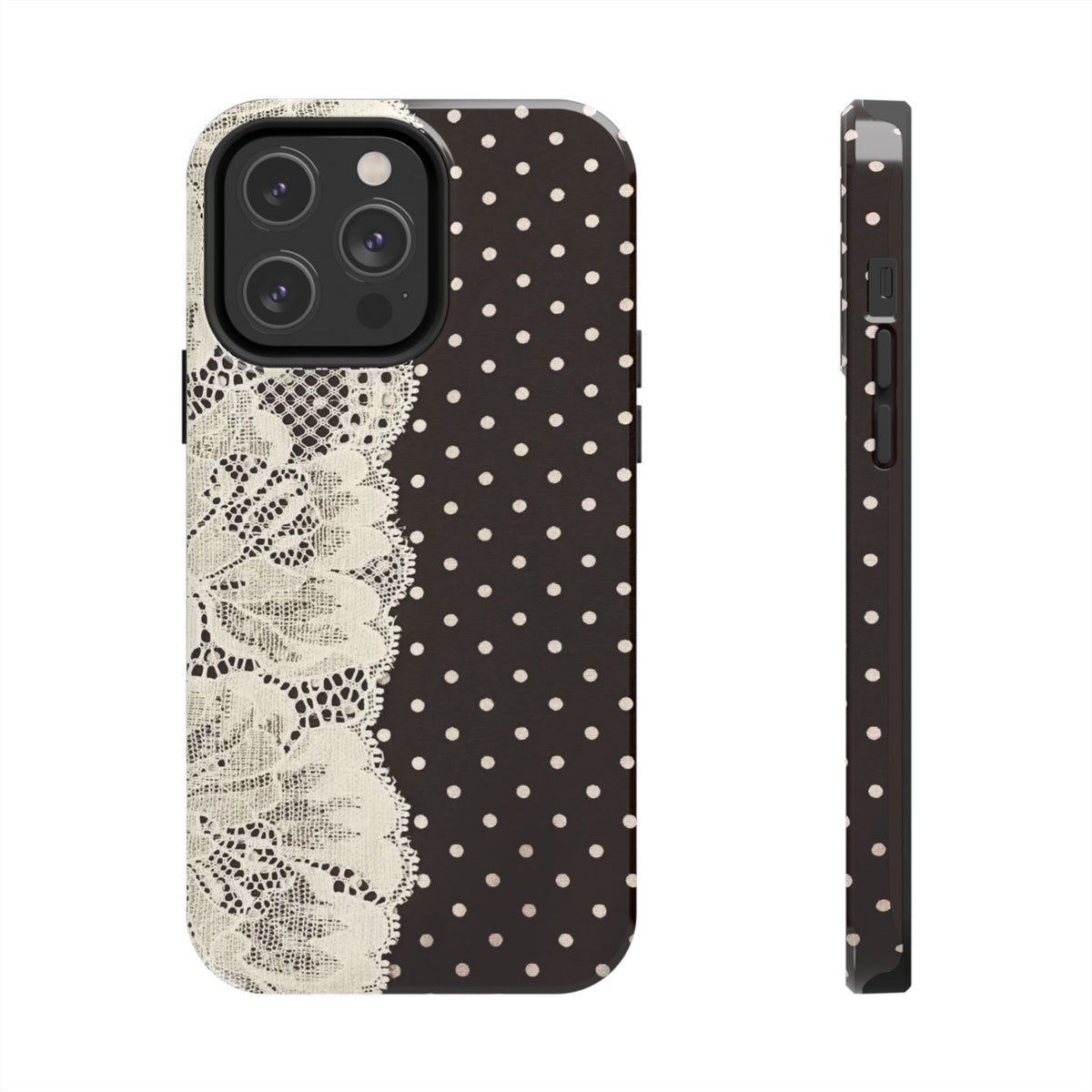 Brown Polka Dot Lace iPhone Case