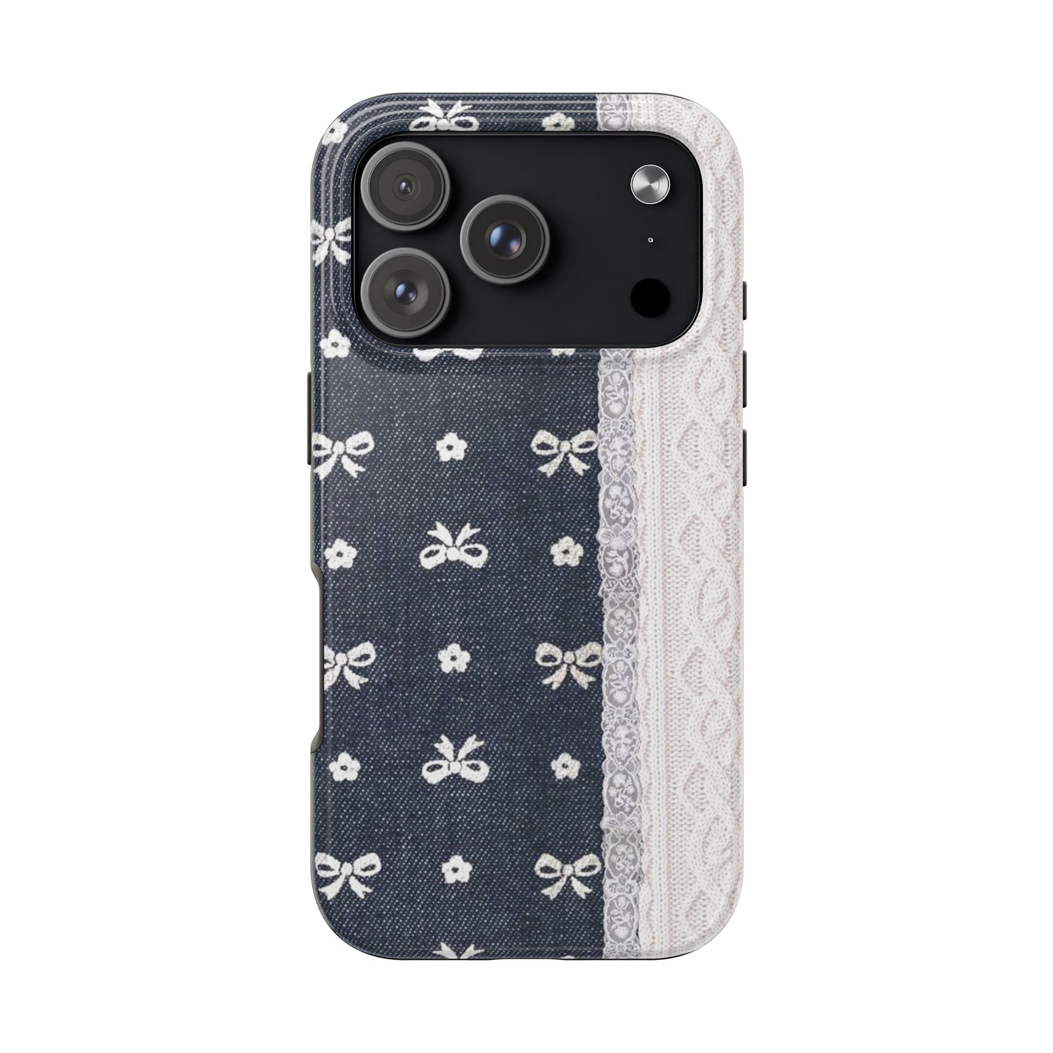 Denim Bow with Side Lace iPhone Case