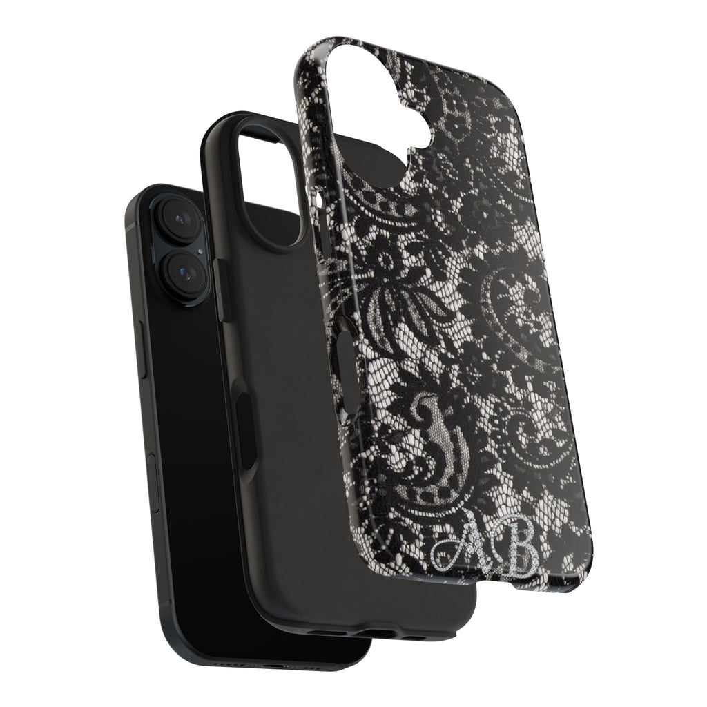 Hand-Bedazzled Initials Lace iPhone Case