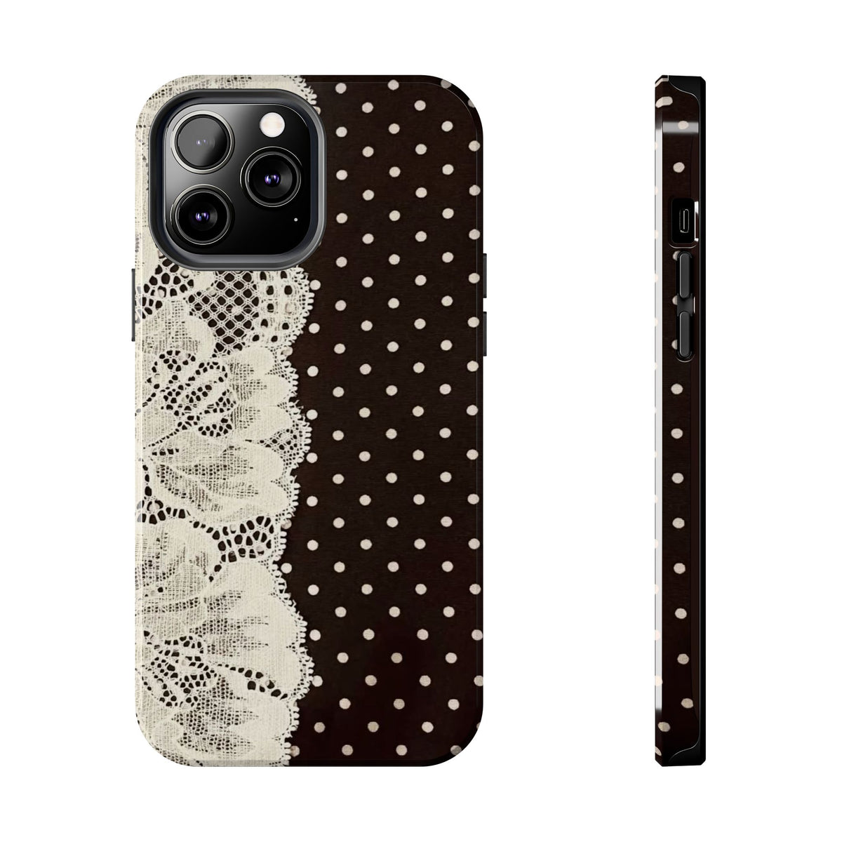 Brown Polka Dot Lace iPhone Case