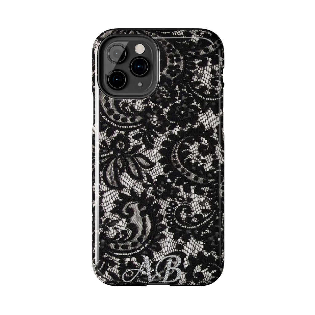 Hand-Bedazzled Initials Lace iPhone Case