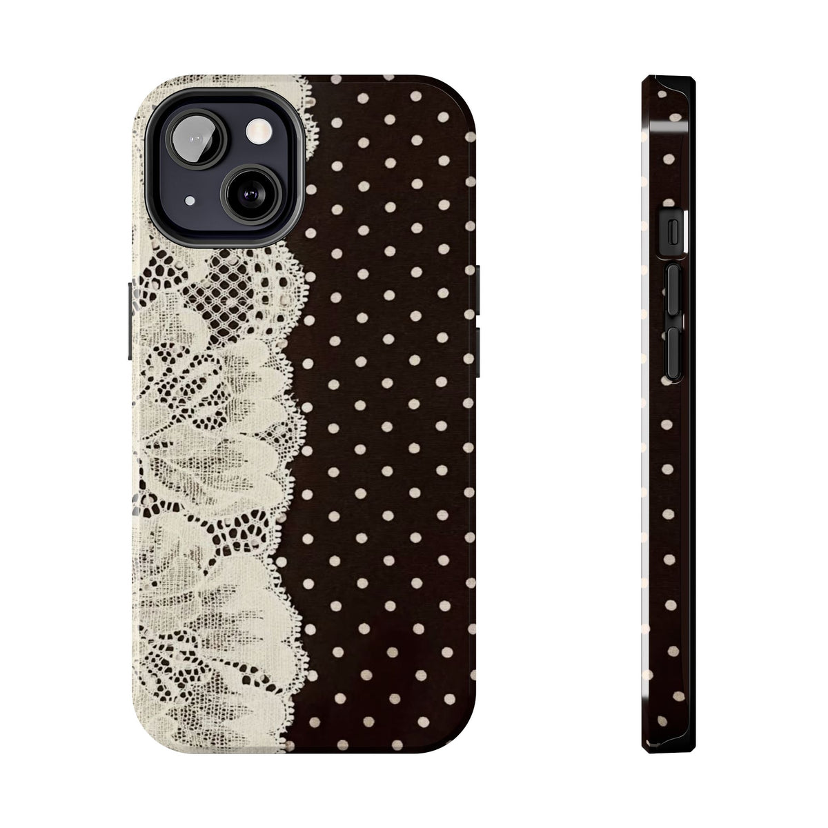 Brown Polka Dot Lace iPhone Case