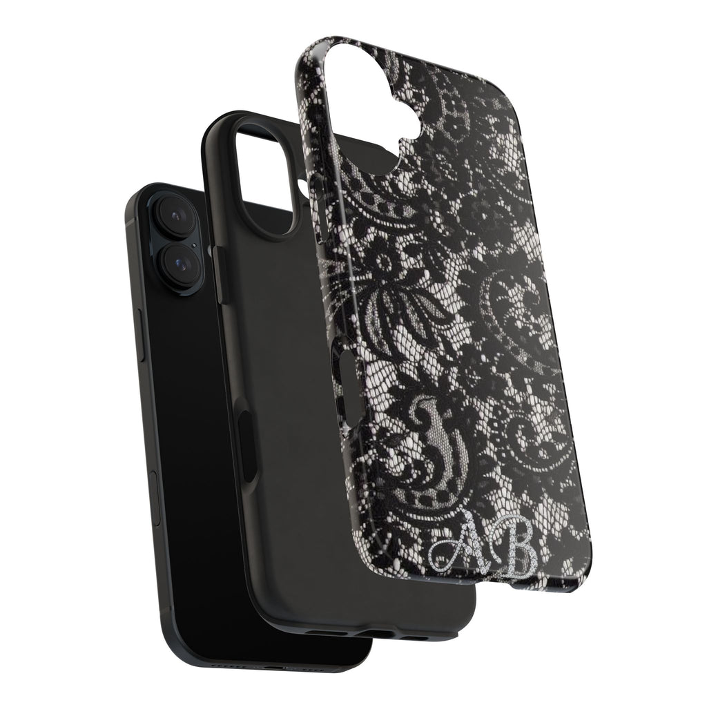 Hand-Bedazzled Initials Lace iPhone Case