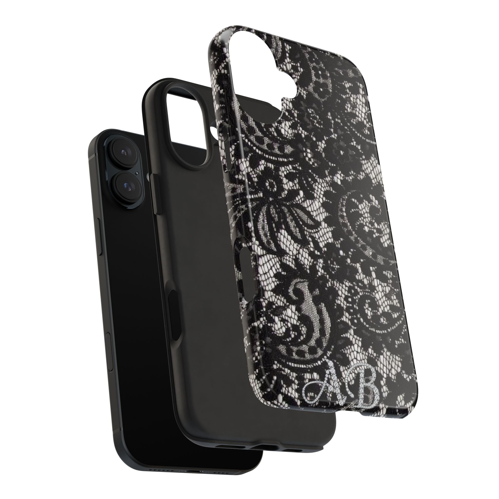 Hand-Bedazzled Initials Lace iPhone Case