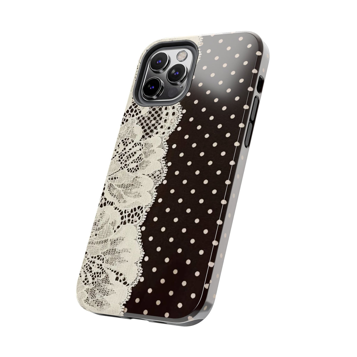 Brown Polka Dot Lace iPhone Case