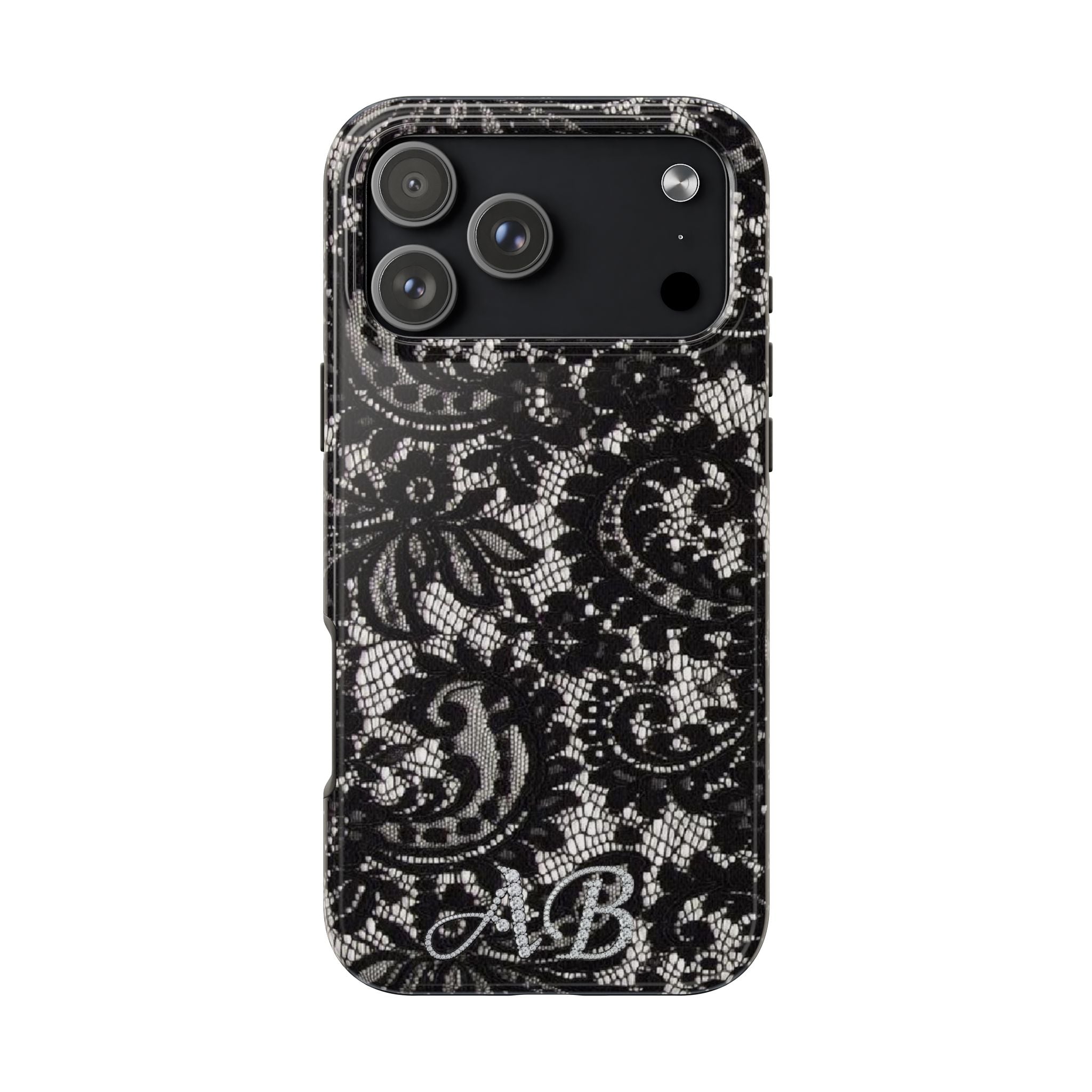 Hand-Bedazzled Initials Lace iPhone Case