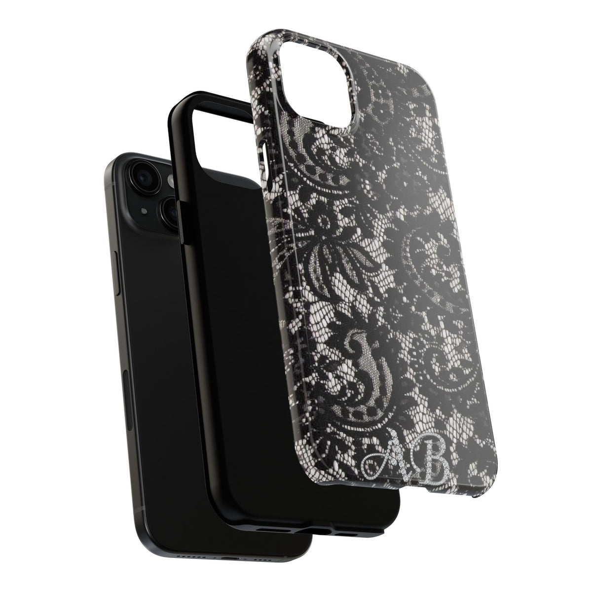 Hand-Bedazzled Initials Lace iPhone Case