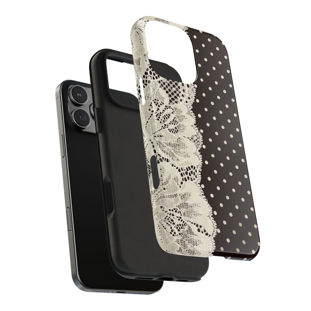 Brown Polka Dot Lace iPhone Case