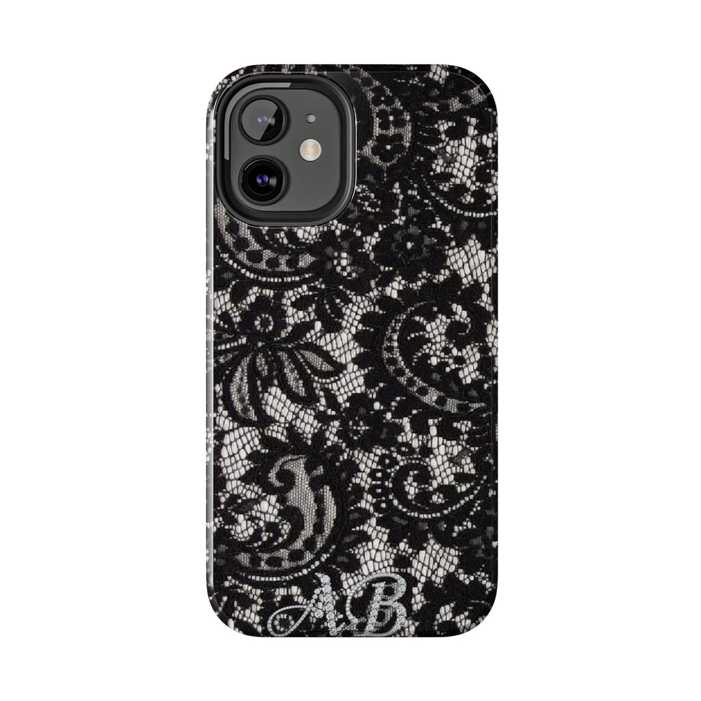 Hand-Bedazzled Initials Lace iPhone Case