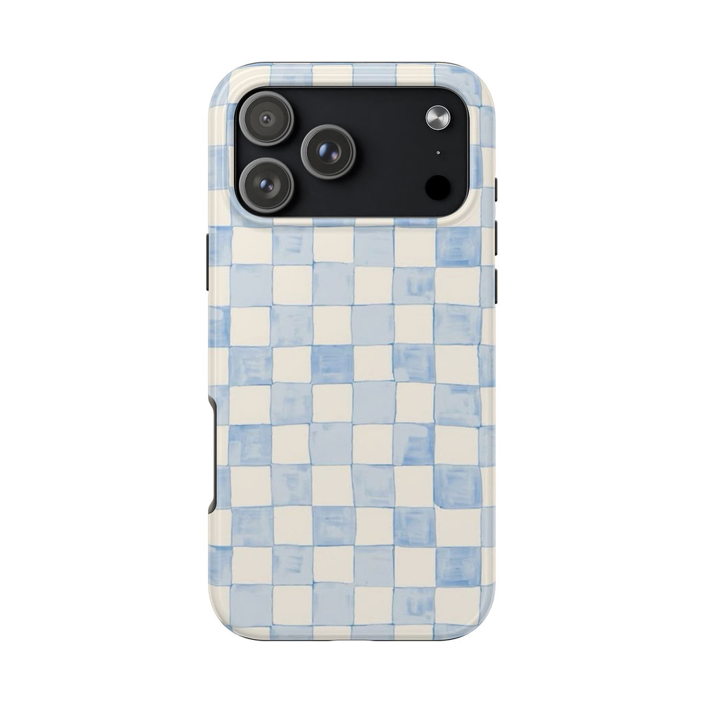 Blue and White Checkered iPhone Case