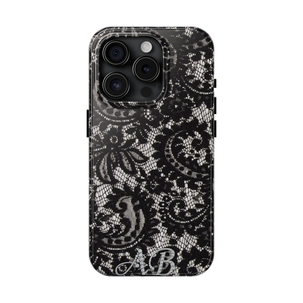 Hand-Bedazzled Initials Lace iPhone Case