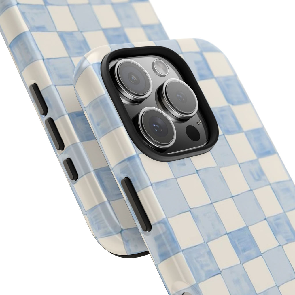 Blue and White Checkered iPhone Case
