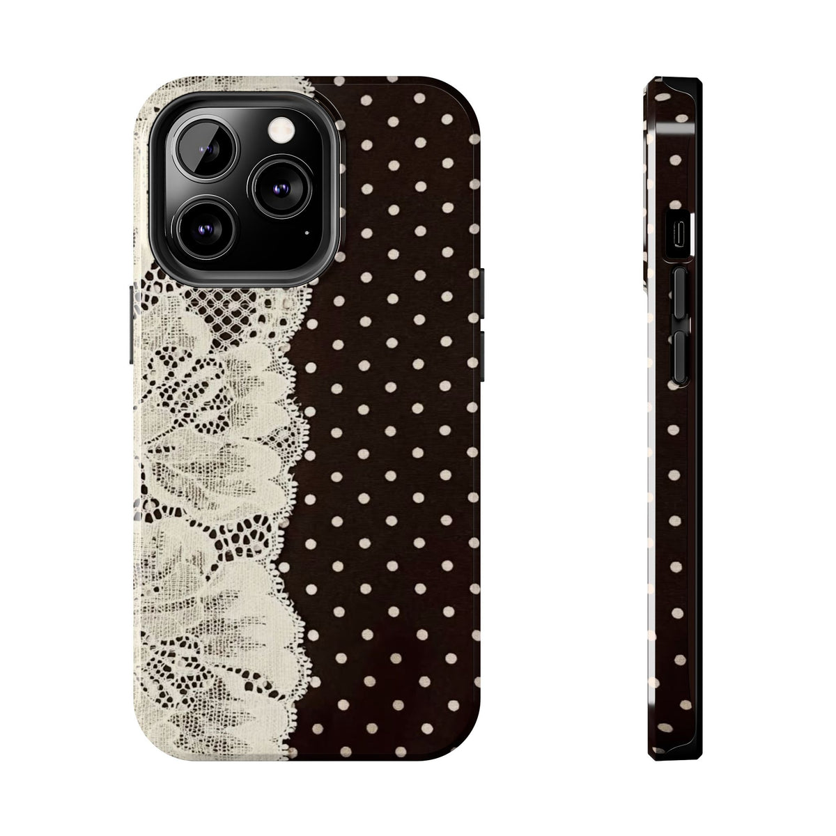 Brown Polka Dot Lace iPhone Case