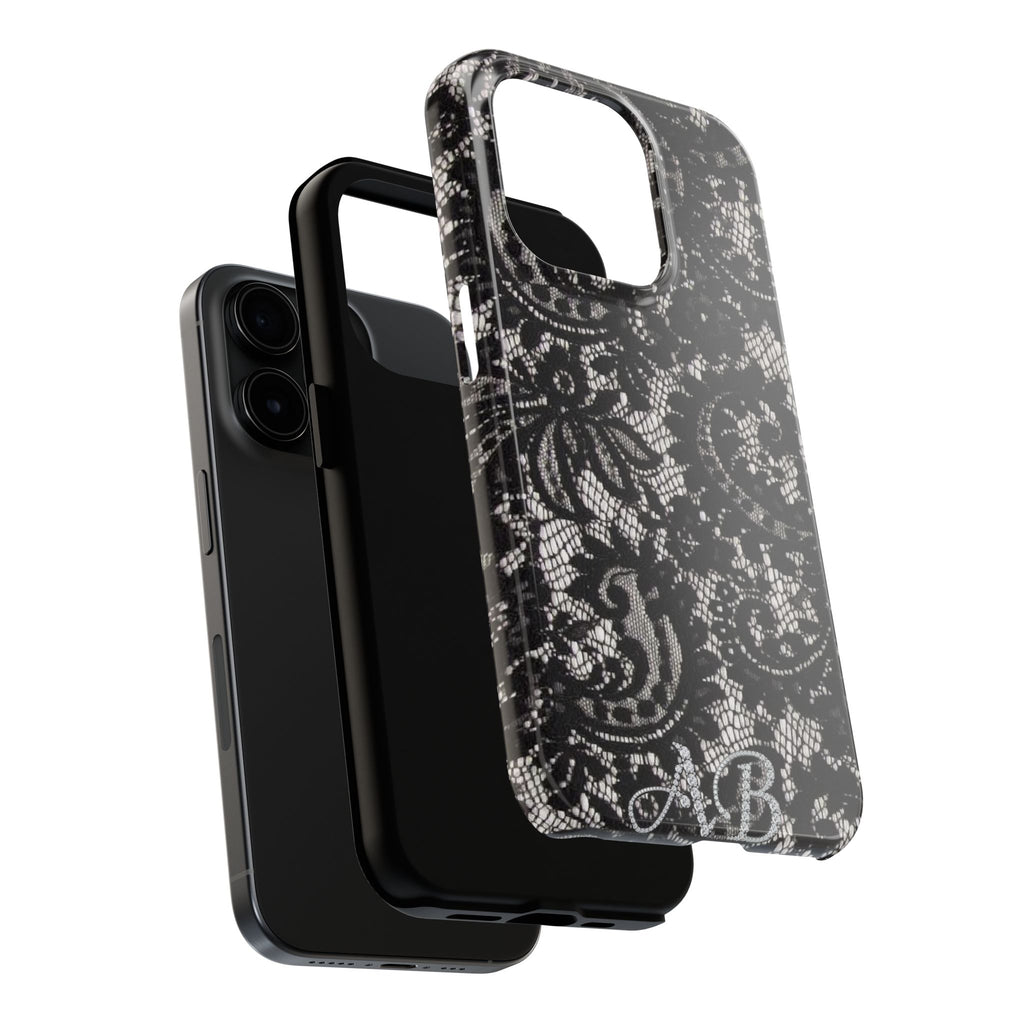 Hand-Bedazzled Initials Lace iPhone Case