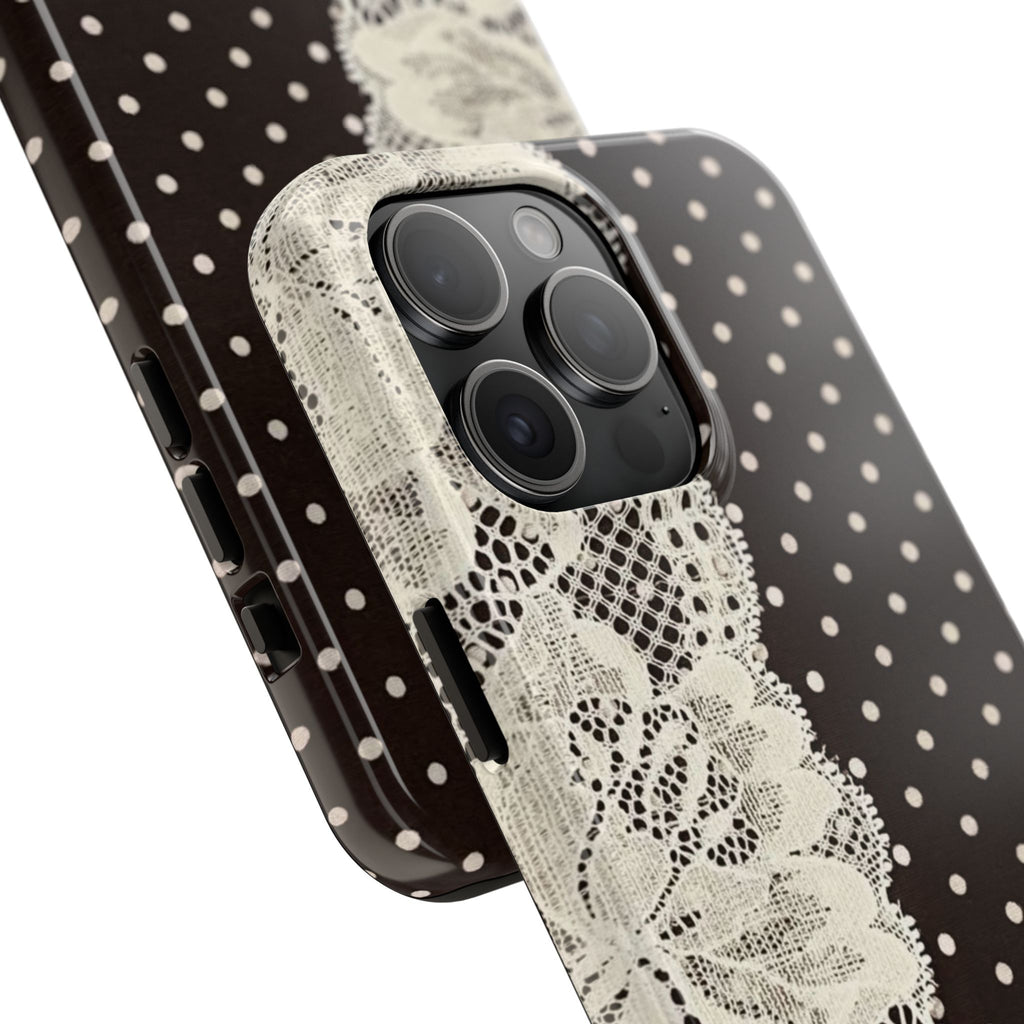 Brown Polka Dot Lace iPhone Case