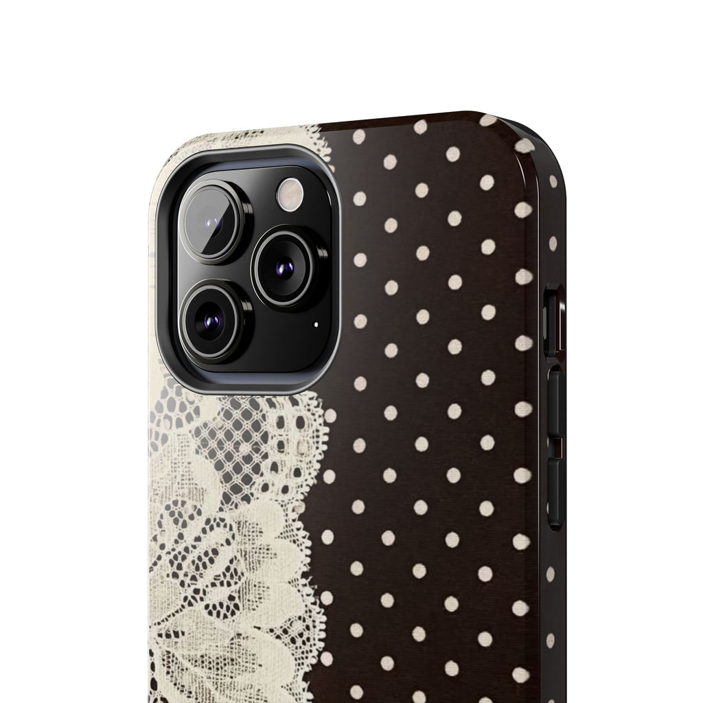Brown Polka Dot Lace iPhone Case