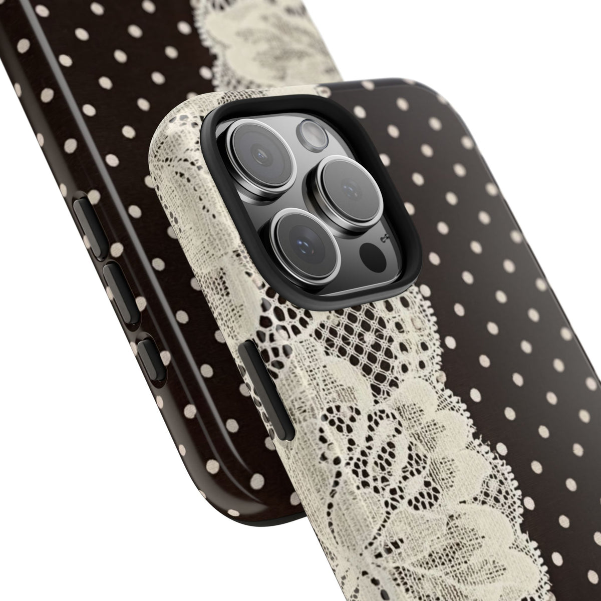 Brown Polka Dot Lace iPhone Case