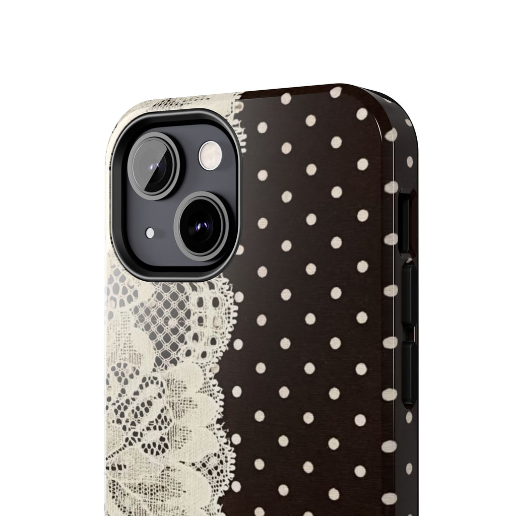 Brown Polka Dot Lace iPhone Case